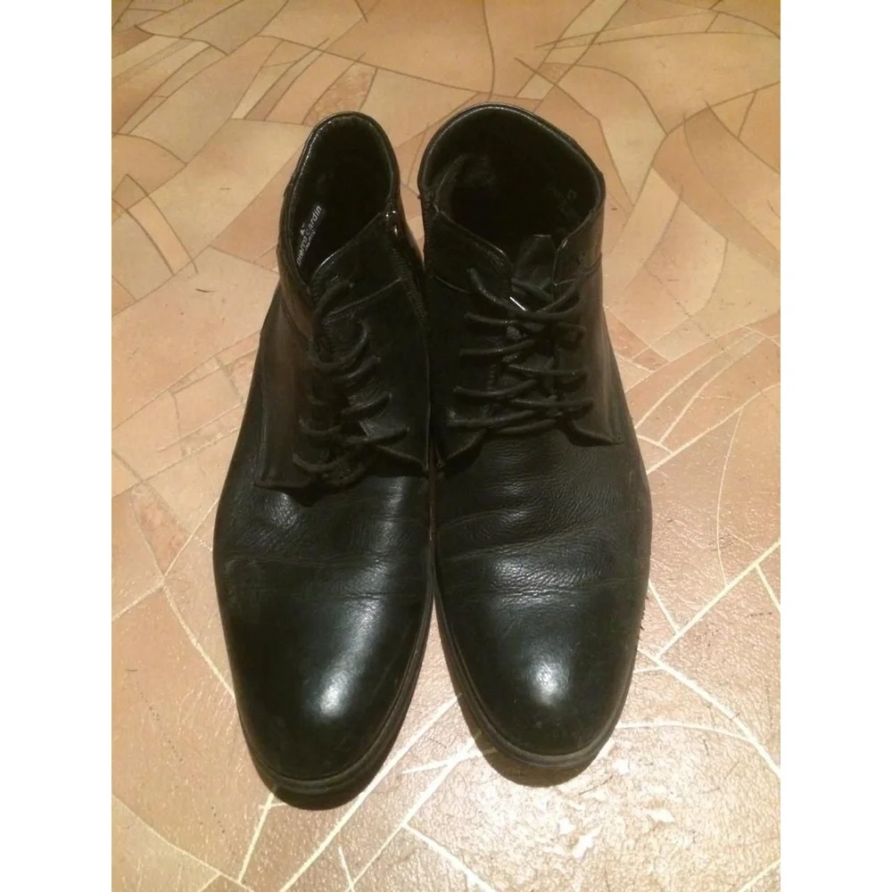 Ankle Boots Men's Black Lace-up with side zip